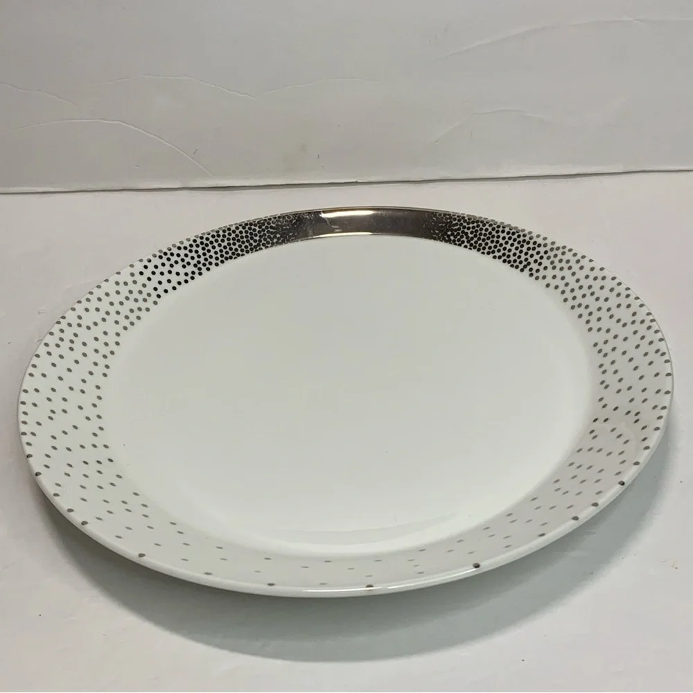 Nambe Platinum Bone China Tilt Dazzle Dinner Plate Dishwasher Safe New